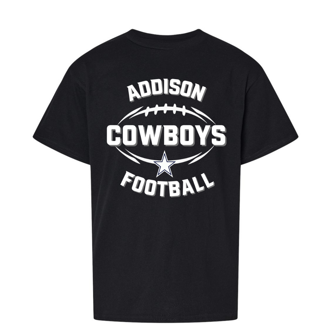 Addison Cowboys Football Black - T-shirt - YOUTH