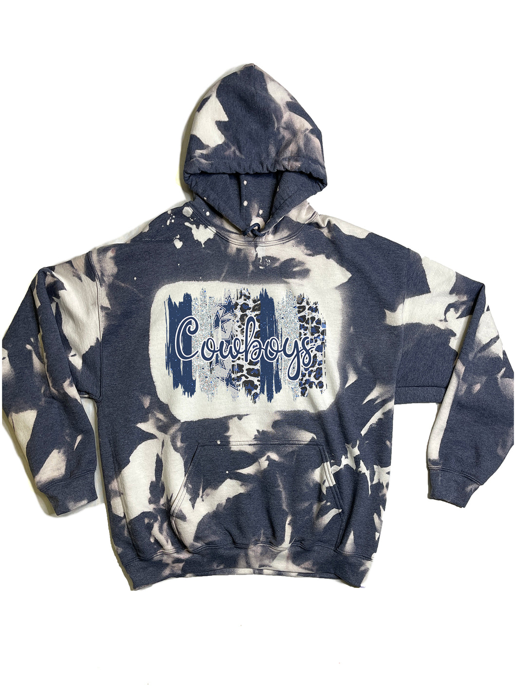 Acid Wash Brushstroke Cowboys -  Hooded Sweatshirt - ADULT